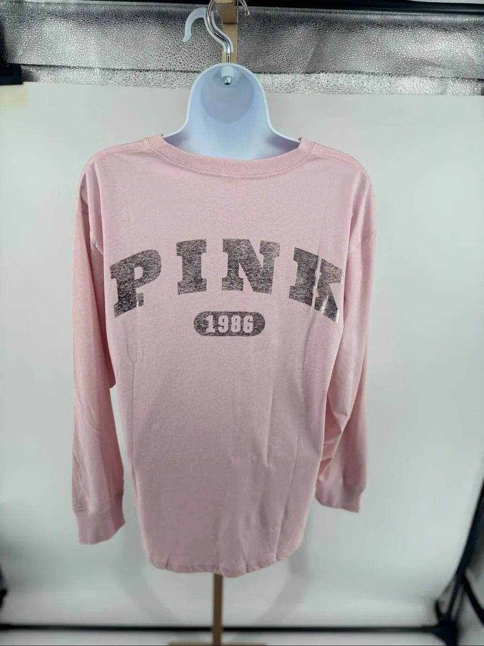 PINK Victoria’s Secret Campus Long-Sleeve Tee Womens Medium Pink